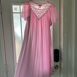 vintage 60s babydoll pink nightgown size large
